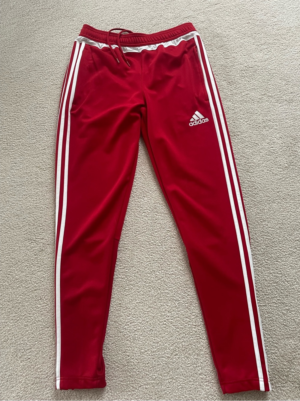 adidas Red Soccer Pants with White Side Stripes - Picture 1 of 5